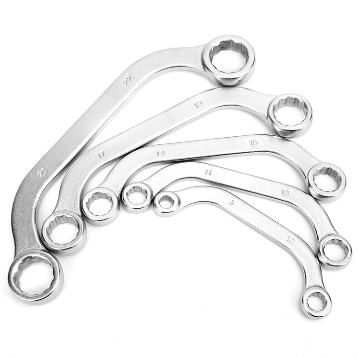 Set de chei inelare semiluna 8-22 mm, 5 piese, cromate