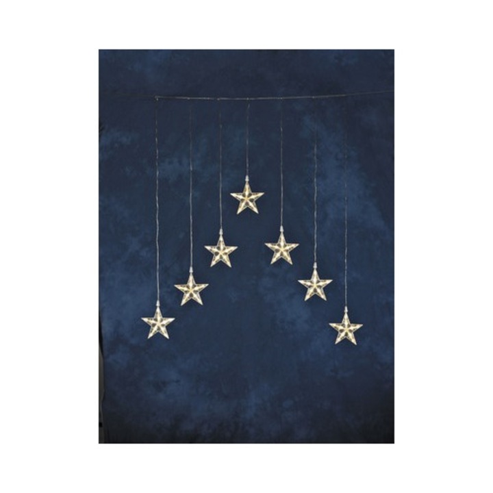 Konstsmide LED fényfüggöny, 7 csillagos, bel- és kültérre, 35 izzó, meleg fehér