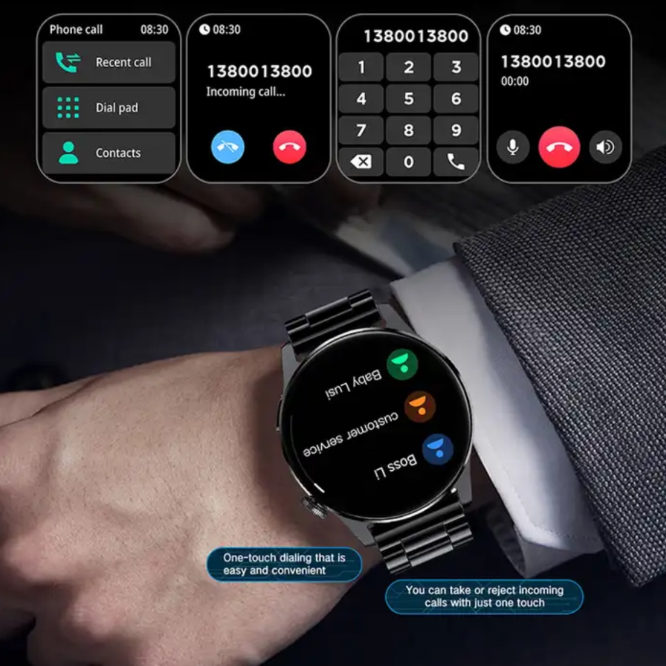 RoHS® Pro okosóra, 1,39 hüvelykes Amoled, Bluetooth HD Call, Multi