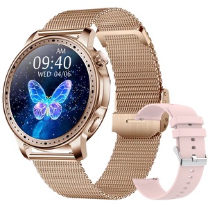 Ceas SmartWatch SOLTOY™ Kara, Ecran AMOLED Crystal View HD 1.32", Notificari Retele Sociale, Apel Bluetooth, Monitorizare Ritm Cardiac si Tensiune Arteriala, Oximetru SpO2, Curea Metalica si de Silicon Rose Gold