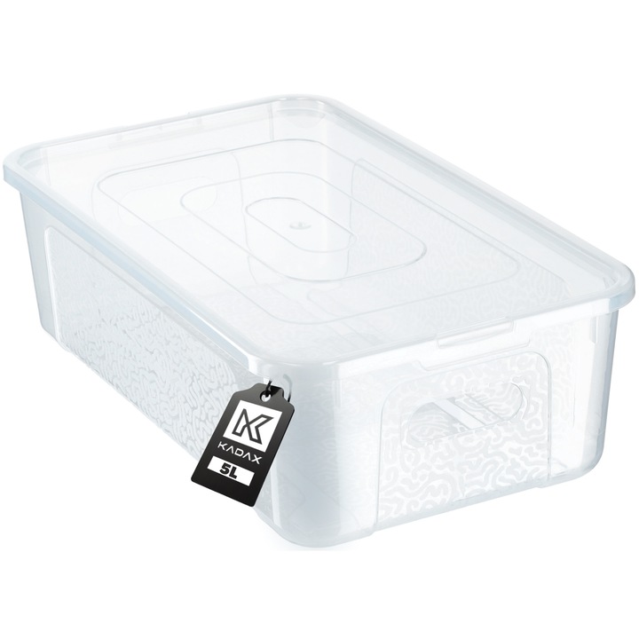 Cutie cu capac pentru depozitare, Kadax, Plastic, 5l, 34.5x20x10.5cm, Transparent