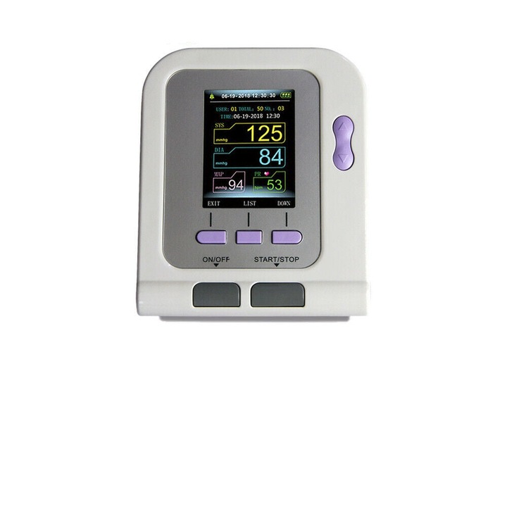 Vérnyomásmérő gép, 08A Vet, 3 mandzsetta, LCD kijelző, Automata, ABS, Fehér