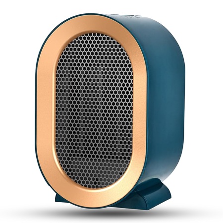 Aeroterma ceramica electrica Timebox, compact si silentios, cu incalzire rapida 1200W, reglabil in 2 trepte, pentru birou, Albastru