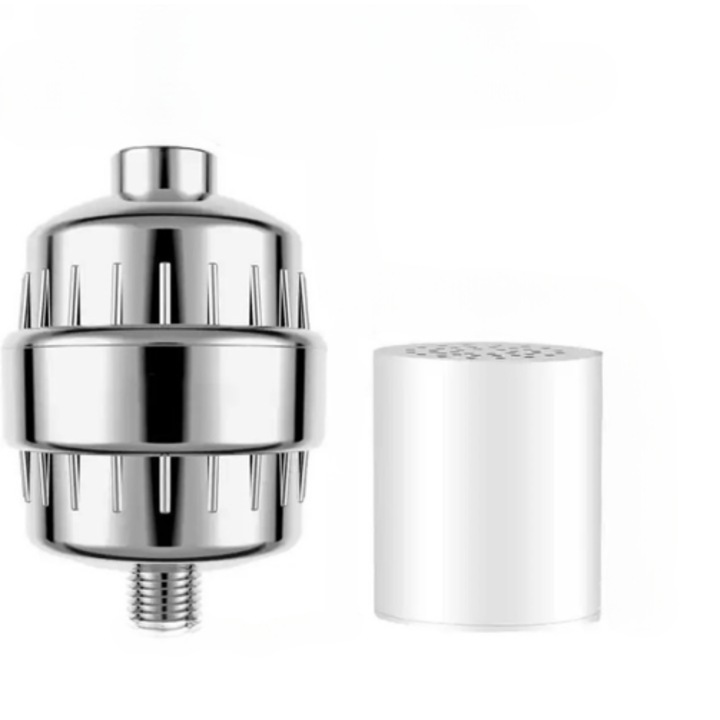 Filtru de dus premium Melandor@, 20 stagii, scoate impuritati, mirosuri neplacute, metalele grele, infuzie de multivitamine, reduce considerabil nivelul de clor, usor de instalat prevazut cu accesorii 8000 litri