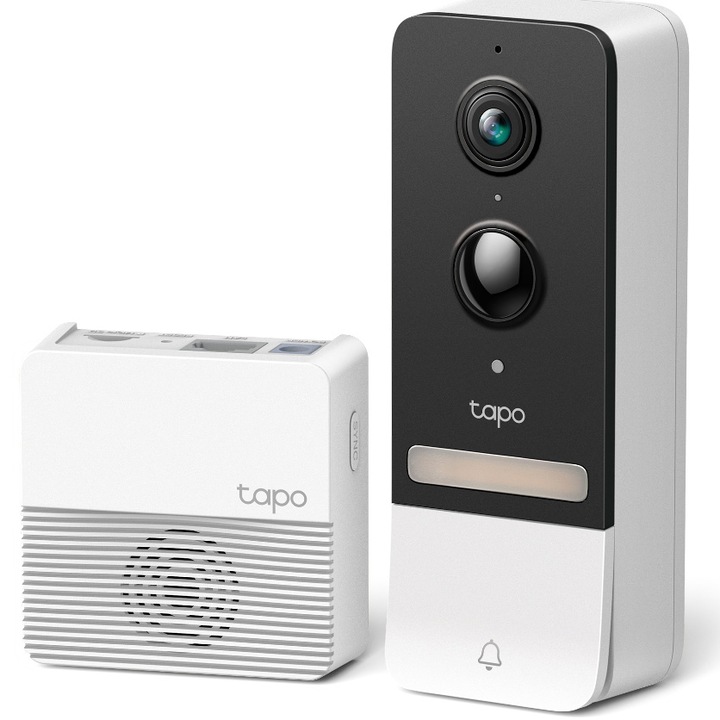 Sonerie video inteligenta TP-Link Tapo D230S1, 2K 5mp, Night Vision color, 160°, baterie pana la 180 zile, two-way audio, IP64