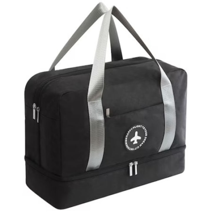 Ръчна чанта за пътуване или спорт, отделение за обувки, за самолет, стая, екскурзии, 40x30x20 см, черна