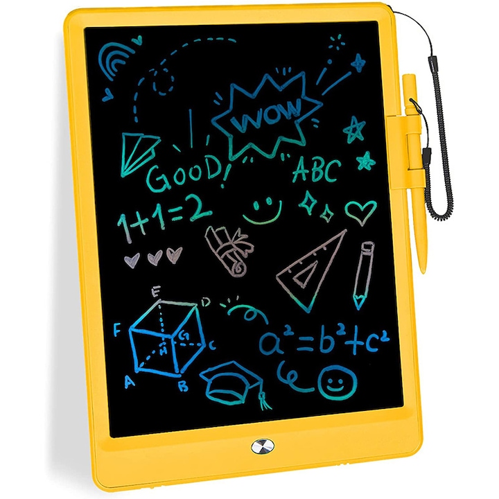 LCD таблет за писане/рисуване, sundiguer, ABS, многоцветен LCD дисплей 10 инча, 3-8 години, водо и удароустойчивост, жълт