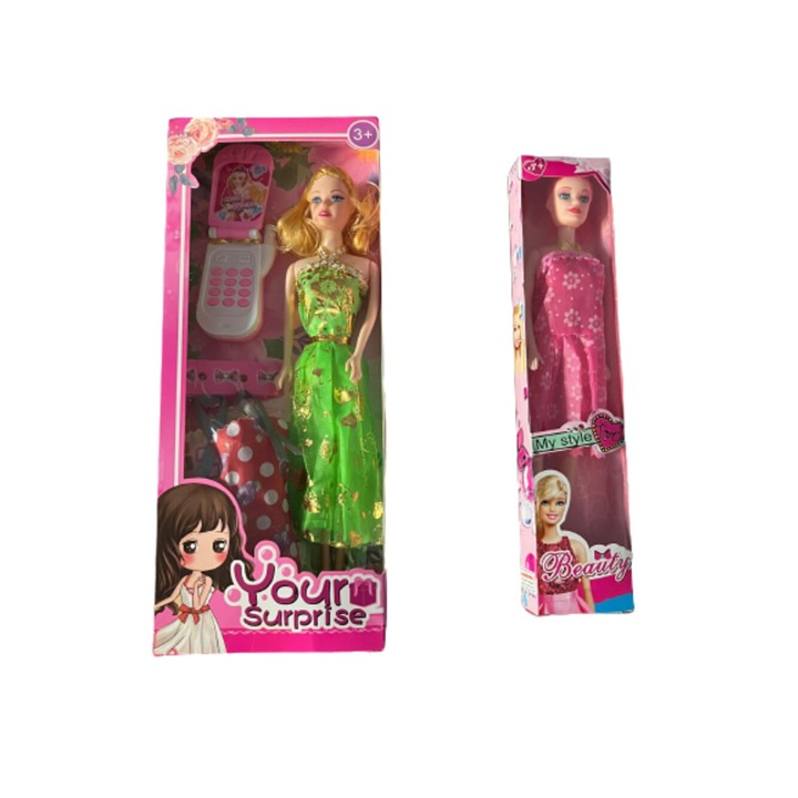 Set 2 Papusi de Copii, Blonda, Accesorii