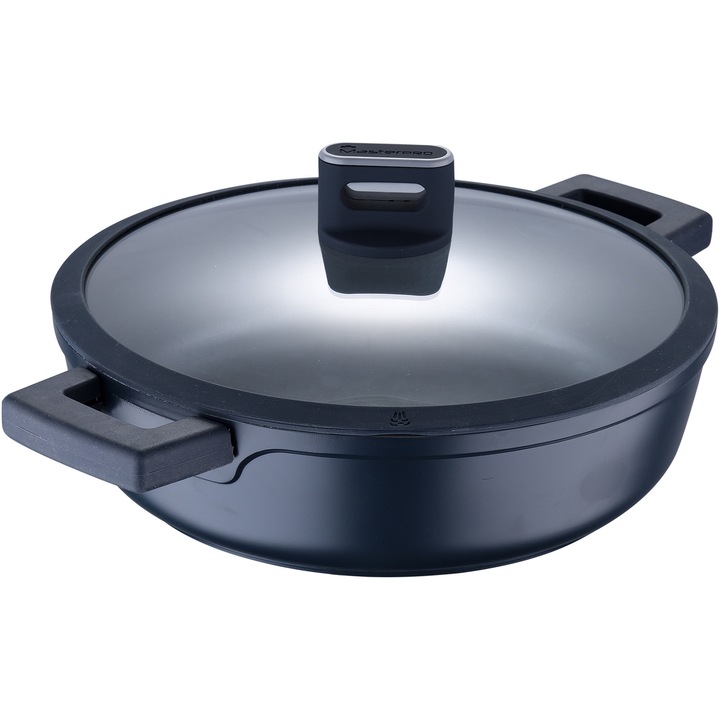 Тенджера Masterpro Indigo, С капак, Ниска, Лят алуминий, 28см