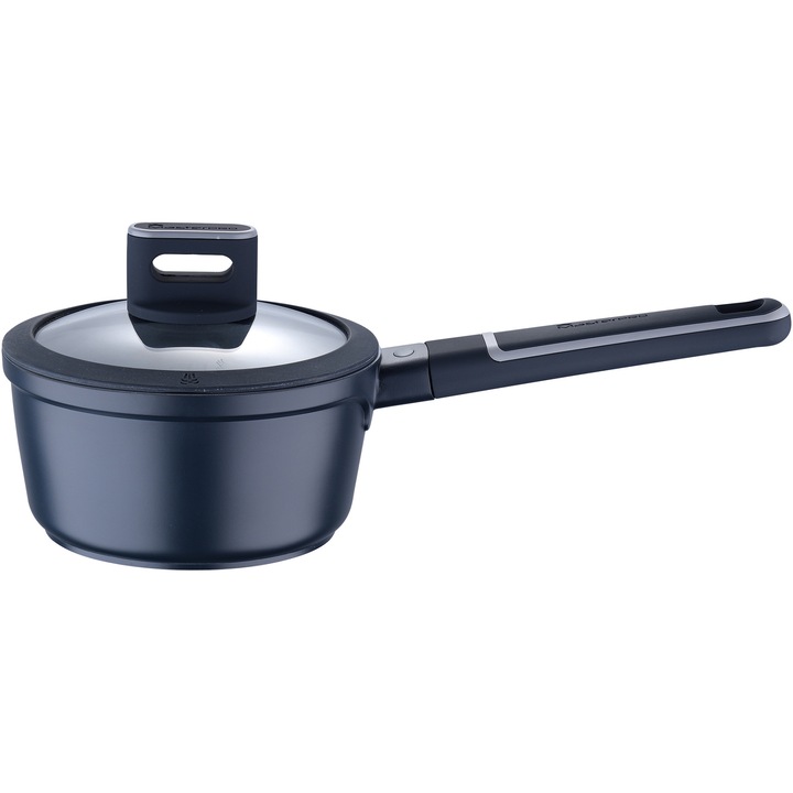 Cratita cu coada si capac Masterpro Indigo, aluminiu turnat, 16cm