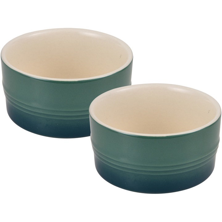 Set 2 vase ramekin Bergner Excalibur Green, ceramica, 250ml