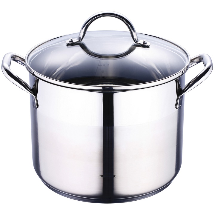 Oala cu capac Bergner Gourmet, inox, 24X18.5cm, 8.2L