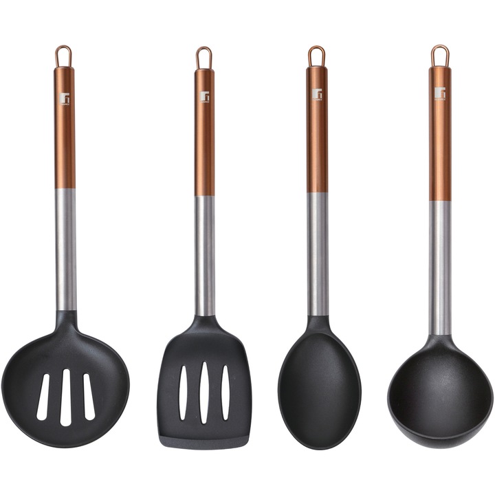 Set 4 ustensile de bucatarie Bergner Copper, inox / PBT