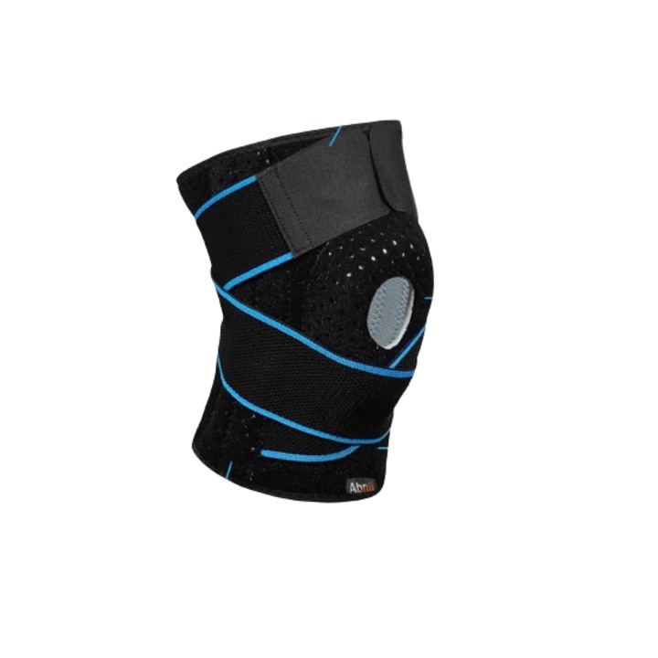 Genunchiera Abnii, textil, negru/albastru, 22 cm
