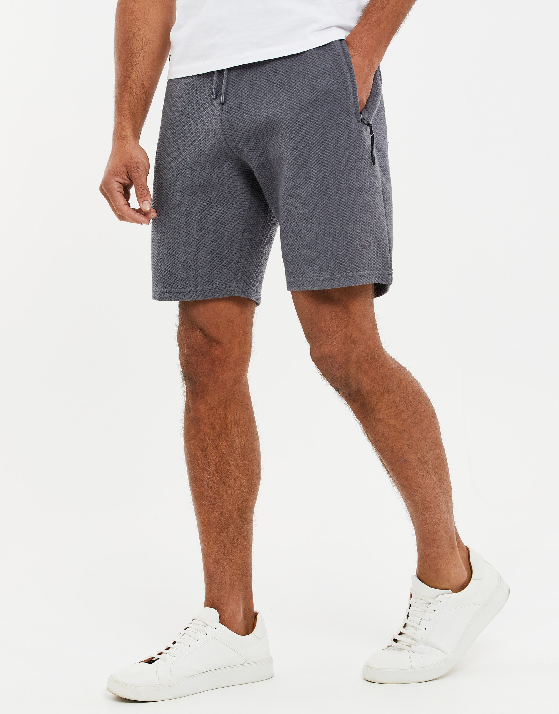 Threadbare, Pantaloni scurti de trening cu snur de ajustare THB Fergie 3661, Gri cenusiu, 2XL