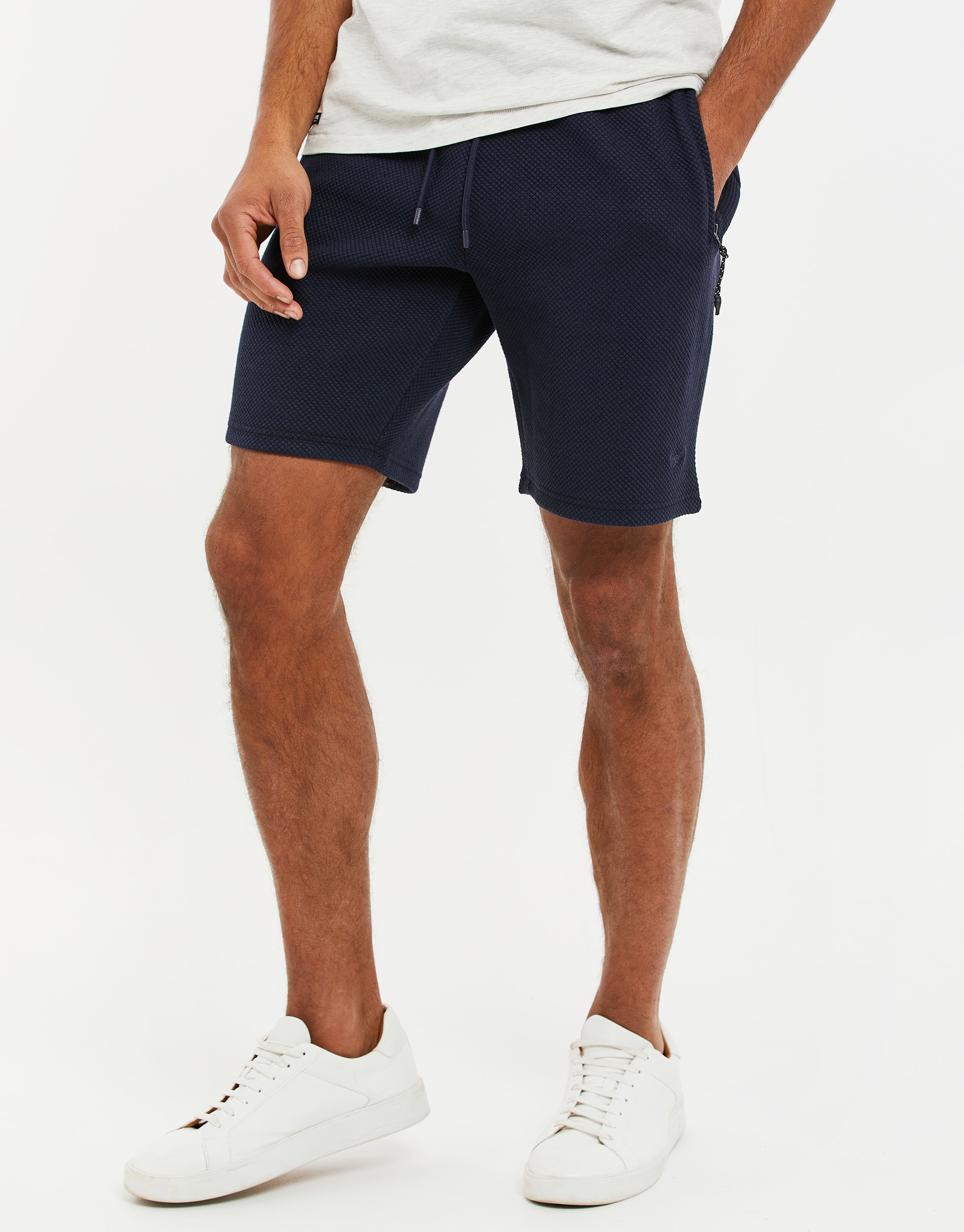 Threadbare, Pantaloni scurti de trening cu snur de ajustare THB Fergie 3661, Albastru marin, 2XL