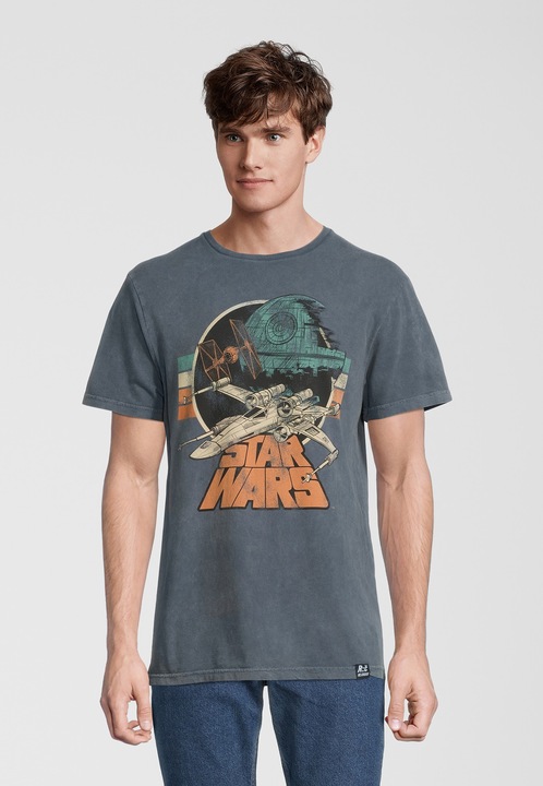 Recovered, Tricou de bumbac Star Wars Empire Strikes Back Retro X-Wing 4717, Gri