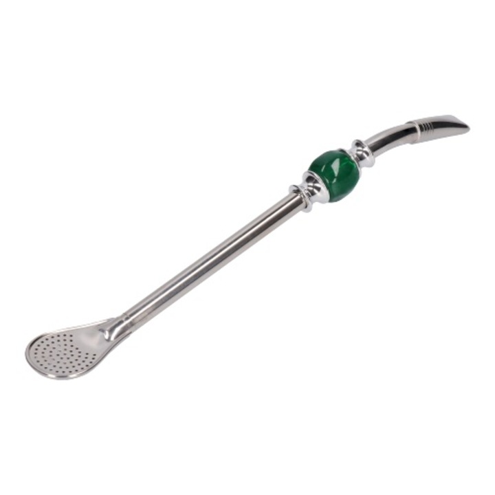 Bombilla Premium din Inox cu Inel de Racire tip Piatra Smarald, Whisky Rocks Reutilizabile, Filtru Eficient pentru Ceai Yerba Mate, Accesorii Elegante Durabile, Ideala pentru Bauturi Racoritoare, Set Cadou