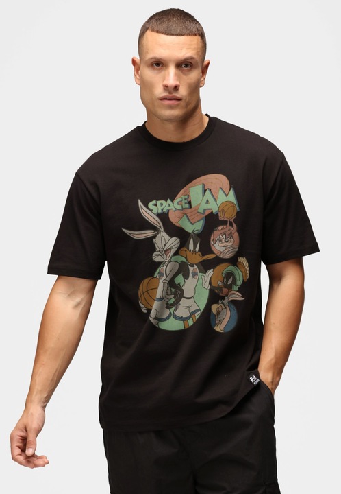 Recovered, Tricou din bumbac Looney Tunes Space Jam Relaxed 7855, Negru