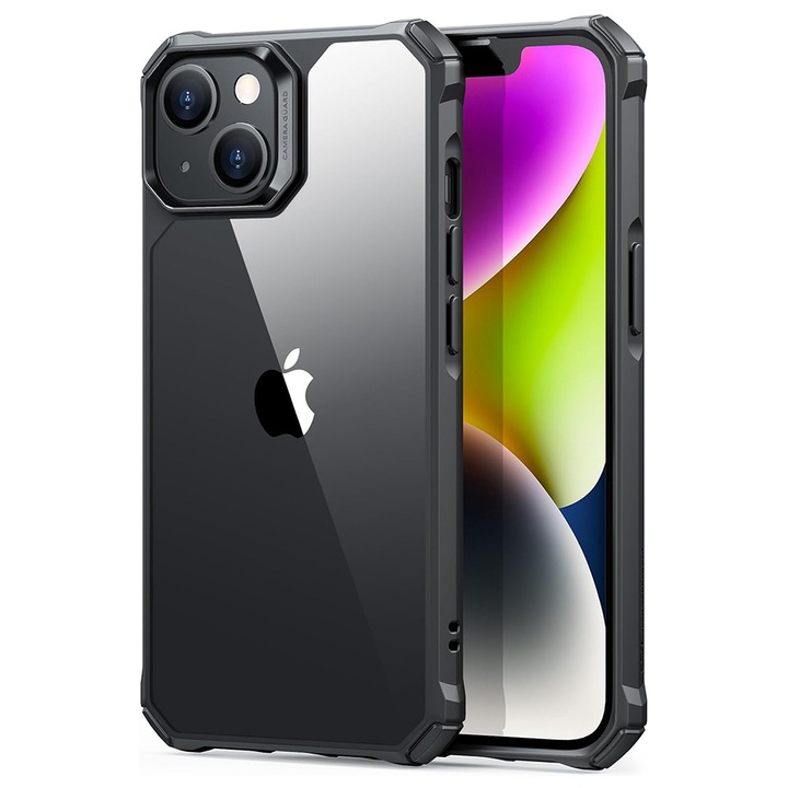 Защитен калъф за iPhone 14 Plus, ударобезопасен, A96, Silicon Flex, прозрачно черен
