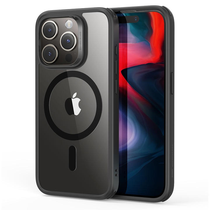 iPhone 15 Pro Max tok, Cipsir, B87, hőálló műanyag, kristálytiszta fekete