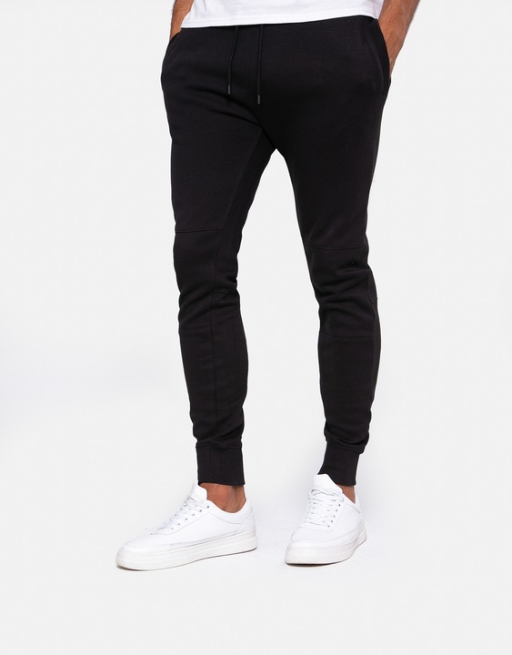 Threadbare, Pantaloni slim fit de trening din material pique Jogpant 8391, Negru, 2XL