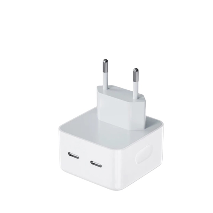 Incarcator priza OZ 2xUSB-C, Incarcare Rapida PD max 35W, Dublu PD, Multiple Protectii, Alb