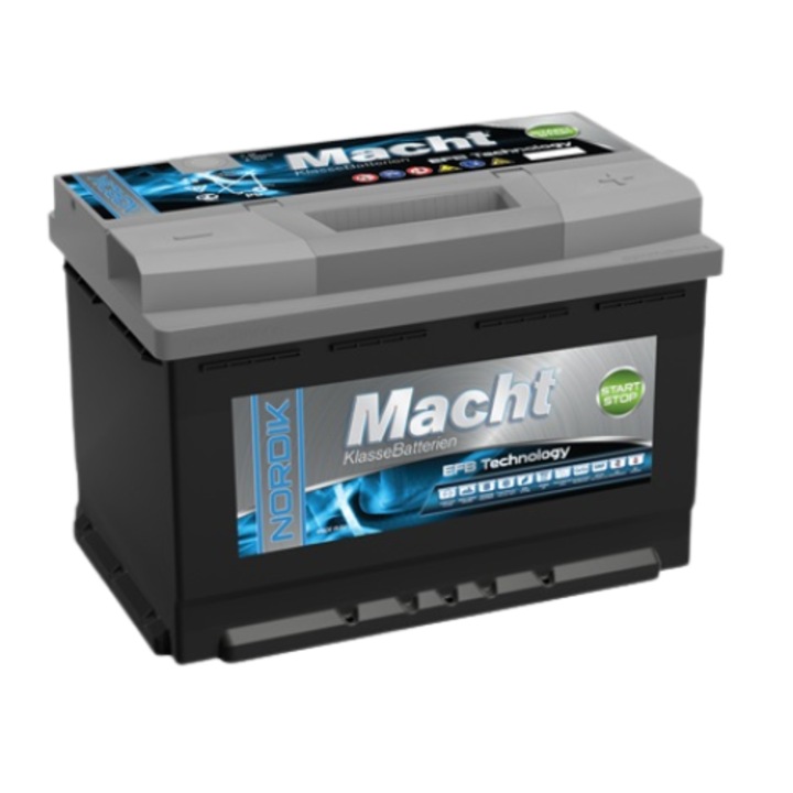 Baterie auto MACHT NORDIK EFB, tensiune 12 V, amperaj 80 Ah, curent pornire 740 A, 310 x 175 x 190 mm