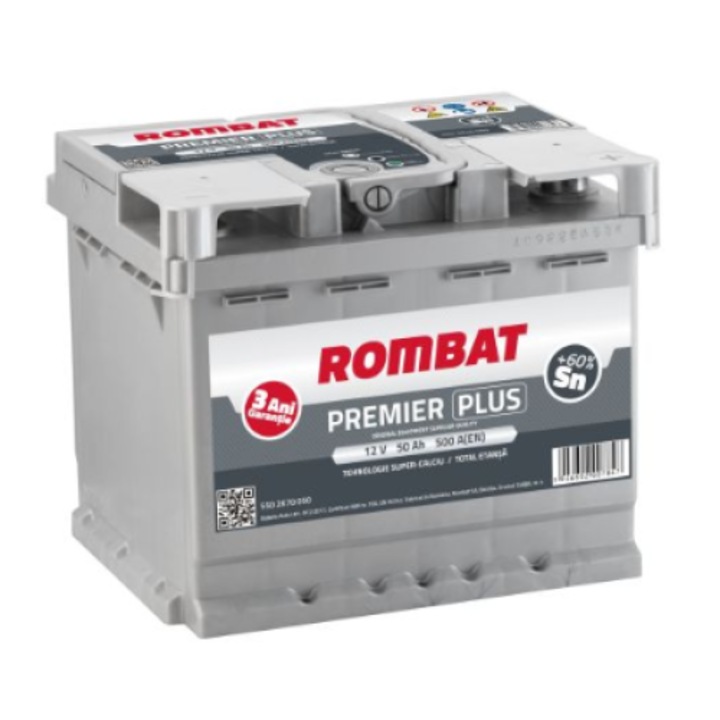 Baterie auto ROMBAT PREMIER PLUS 5502K70050, 50 Ah, 500 A, 12 V, 207 x 175 x 175 mm