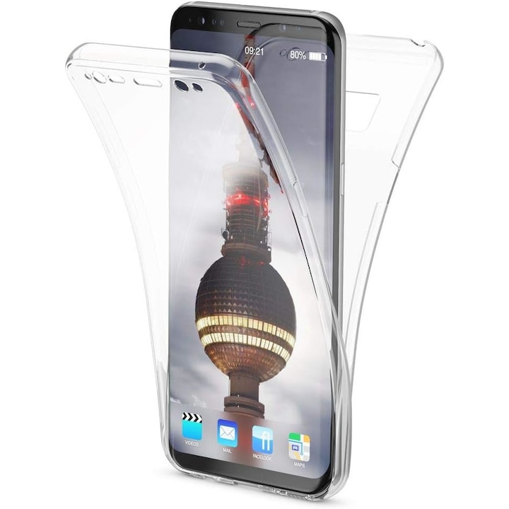 Samsung Galaxy S8 Plus kompatibilis elülső és hátsó védőtok, ISAG® szilikonból és műanyagból, 360 fokos védelem