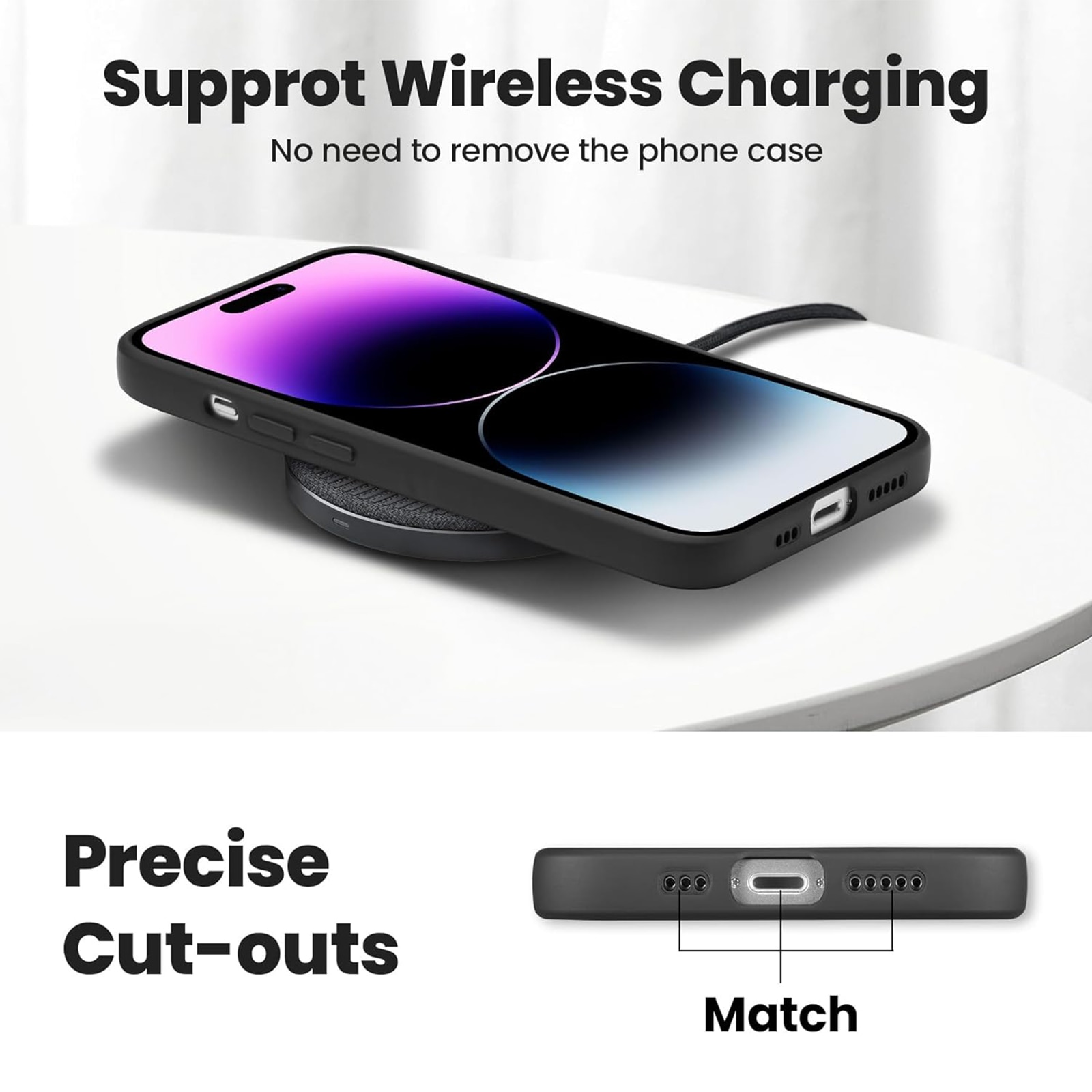 Husa pentru Apple iPhone 14, NUODWELL, Compatibil cu accesoriile MagSafe si incarcatoare fara fir Qi, Rezistenta la caderi si la socuri, Design subtire si usor si protectie completa, Silicon, Negru