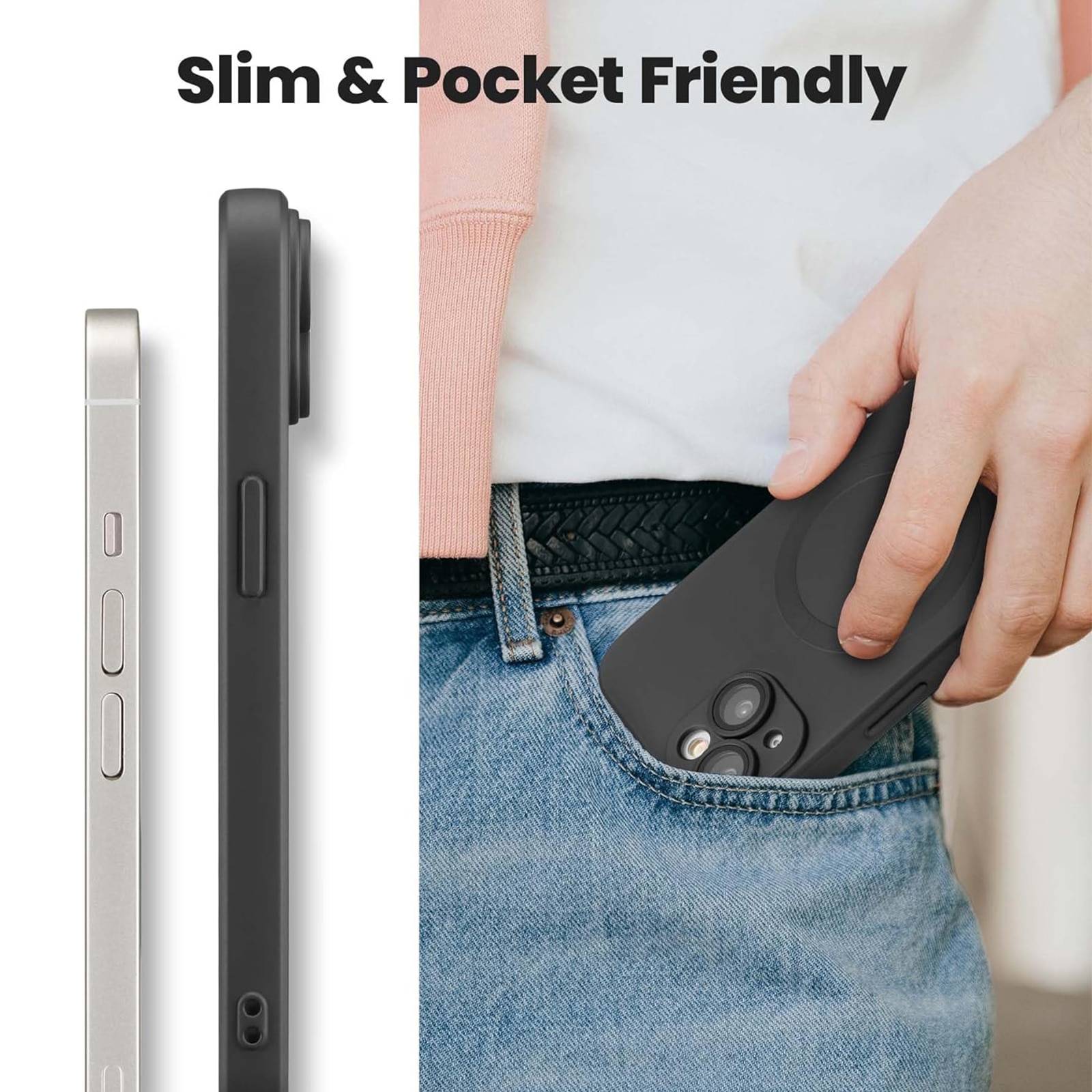 Husa pentru Apple iPhone 14, NUODWELL, Compatibil cu accesoriile MagSafe si incarcatoare fara fir Qi, Rezistenta la caderi si la socuri, Design subtire si usor si protectie completa, Silicon, Negru