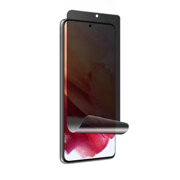 Folie de protectie ecran Privacy Hydrogel din silicon, TPU, compatibila cu Samsung Galaxy S21, Perfect fit, acopera tot ecranul, ISAG