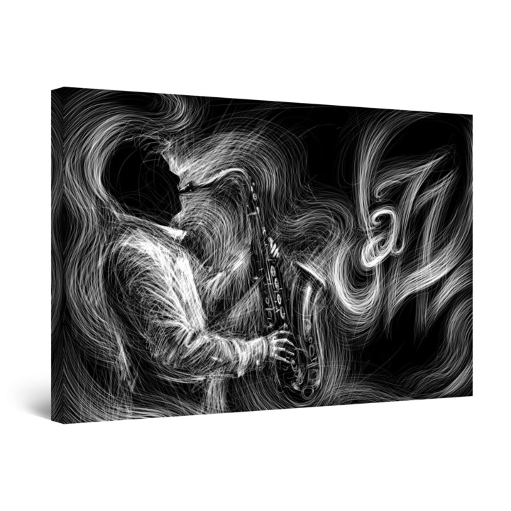 Tablou DualView Startonight Solist Jazz Alb Negru, luminos in intuneric, 60 x 90 cm