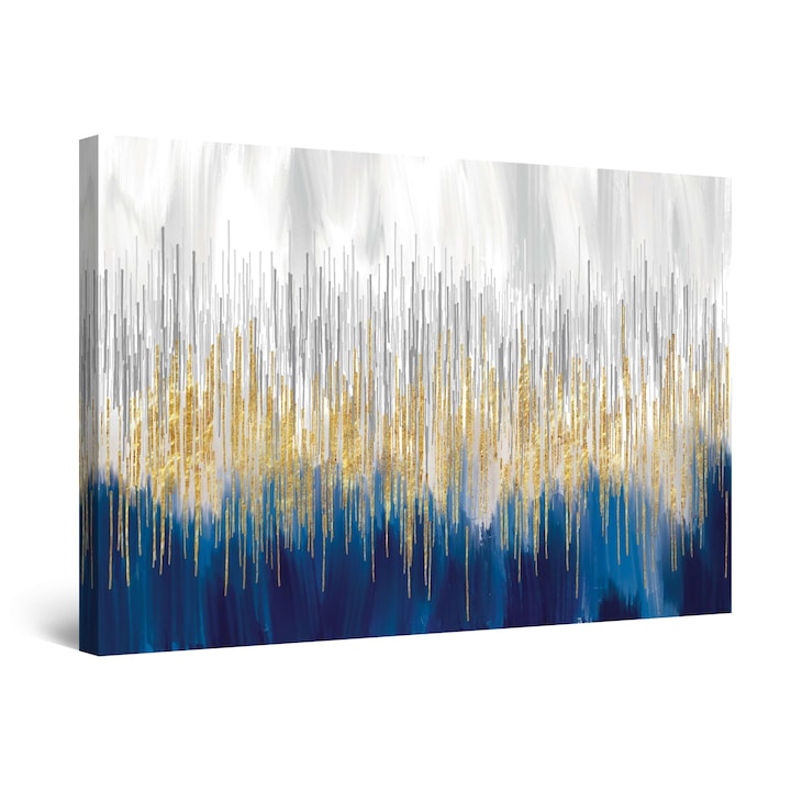 Tablou DualView Startonight Abstract Albastru Auriu, luminos in intuneric, 80 x 120 cm
