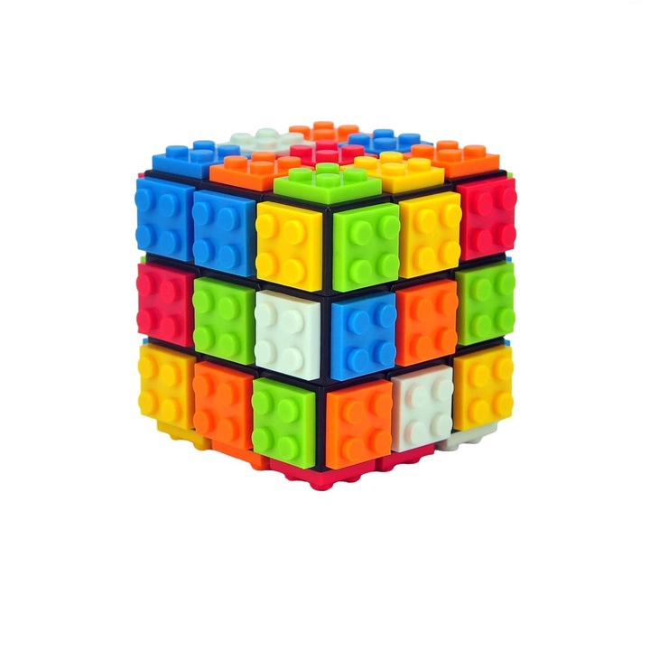 Joc de memorie, Speed ​​Cube 3x3 Build-On Brick Cube, puzzle-uri puzzle cub magic, ABS, Multicolor
