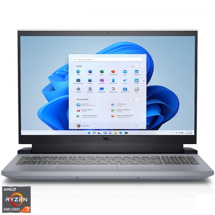 Laptop Gaming Dell Inspiron G15 5525 cu procesor AMD Ryzen™ 7 6800H pana la 4.70 GHz, 15.6", Full HD, 120Hz, 16GB DDR5, 512GB SSD, NVIDIA GeForce RTX 3050 4GB GDDR6, Windows 11 Pro, Phantom Grey, 3y Basic Onsite Service warranty