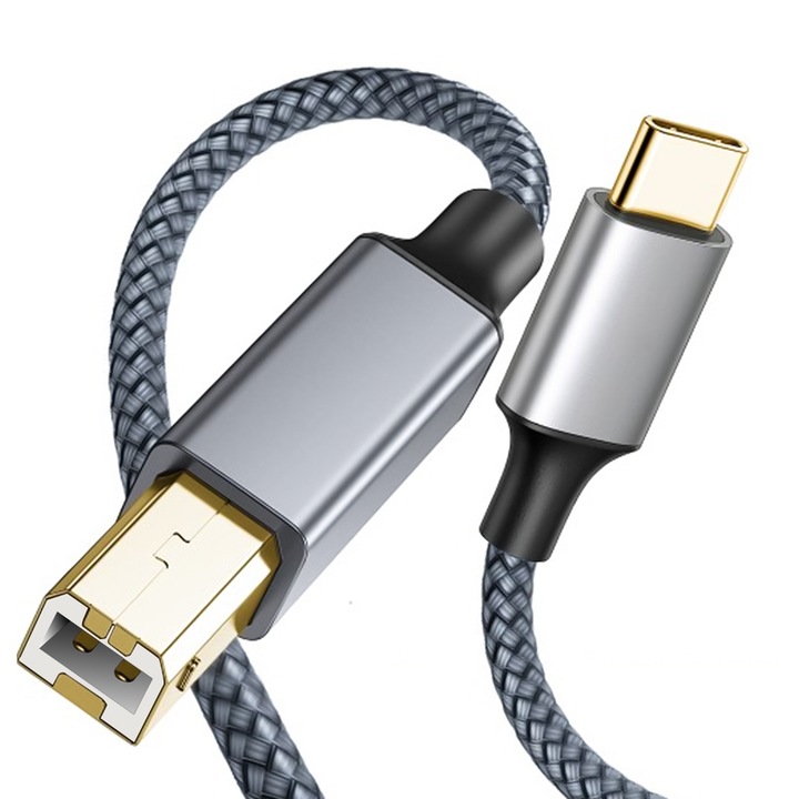 Cablu imprimanta, USB C to USB B，Conectarea unui laptop la un cablu de date de imprimanta, 3m