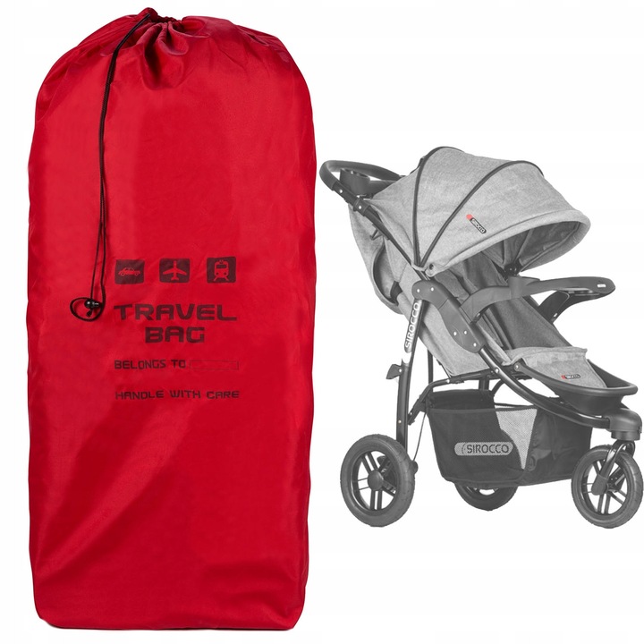 Sac Transport Pentru Depozitare Carucior, 120x35x35cm, Rosu Pliabil, Material Impermeabil Si Rezistent, Bretele Ergonomice Tip Rucsac, Protectie Ideala In Calatorii