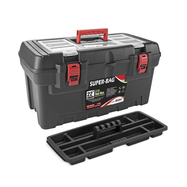 Куфар за инструменти, 22", с органайзер, Черен