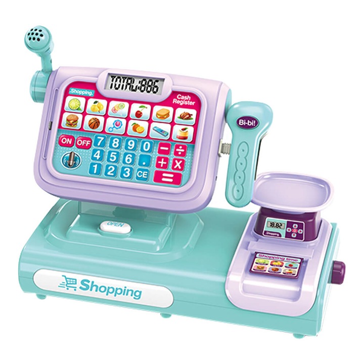 Casa de marcat de jucarie Timeless Tools, cu efecte de sunet si lumina, albastru-mov