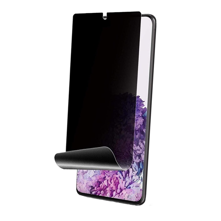 Folie de protectie ecran Privacy Hydrogel din silicon, TPU, compatibila cu Samsung Galaxy S20 Plus, Perfect fit, acopera tot ecranul, ISAG