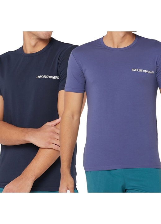 Set 2 barbati, Emporio Armani, Bumbac, Violet/Albastru inchis