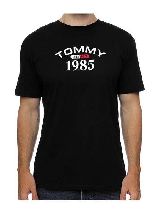 Мъжка тениска Tommy Jeans, памук, черна, Черен