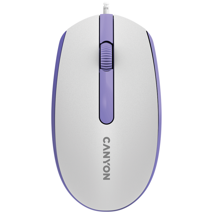 Мишка Canyon M-10, Бял/лилав, USB