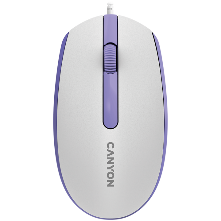 Мишка Canyon M-10, Бял/лилав, USB