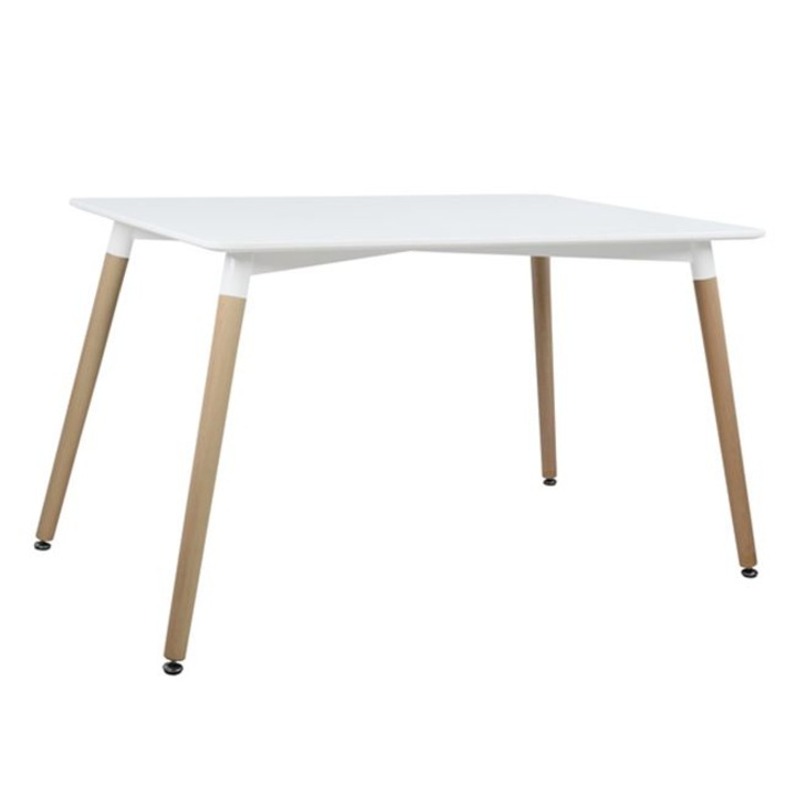 Трапезна маса Puzzle-home HM008, Дървени крака, MDF, Бял, 120х80х73 см