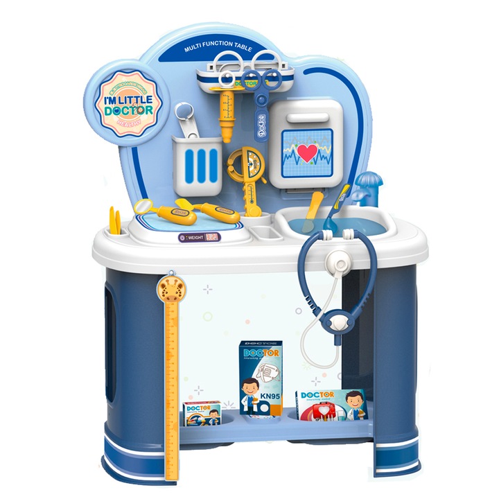 Set joaca doctor pentru copii, Chippo, Plastic, Doctor Center, 59x45cm, diverse accesorii, Multicolor