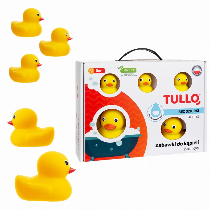 5 db-os fürdőkacsa szett, lyuk nélküli, Tullo, Sárga