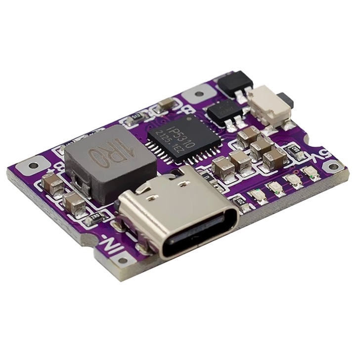 Modul baterie, Elektroweb, IP5310, USB-C, Li-Ion, 3.1A, Argintiu